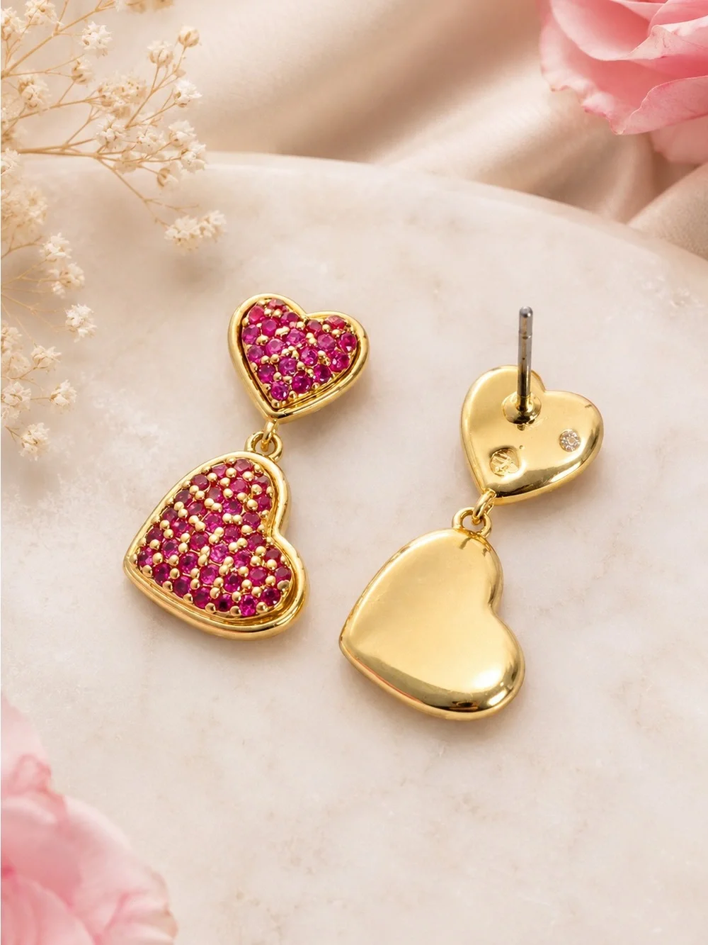 Kate Spade With All My Heart Pavé Drop Earrings in red.